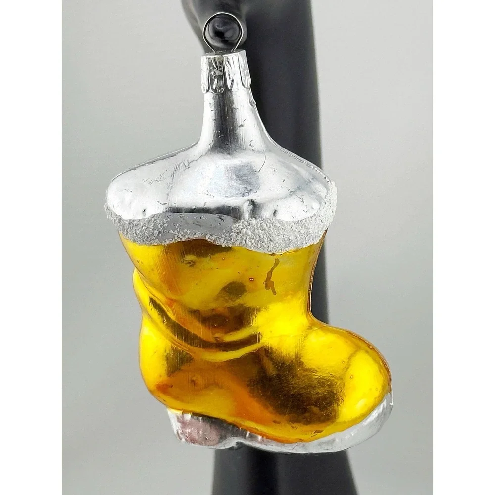Vintage 1950's-60's Polish Hand Blown Glass Stocking Ornament. 4